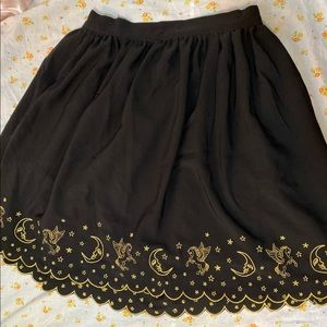 Astrology gold embroider black skirt